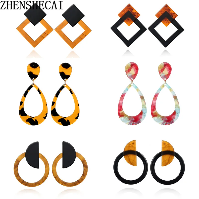 Новые темно-зеленые геометрические круглые акриловые массивные длинные висячие