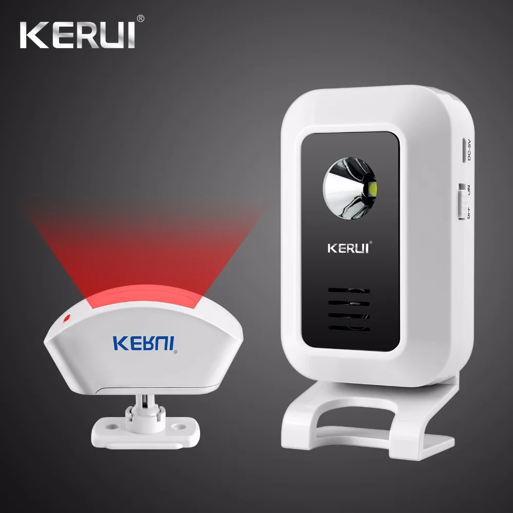 Беспроводной дверной звонок KERUI, приветственная сигнализация, охранный Ночной светильник, пульт дистанционного управления, дверной звонок, сигнализация для GSM домашней сигнализации