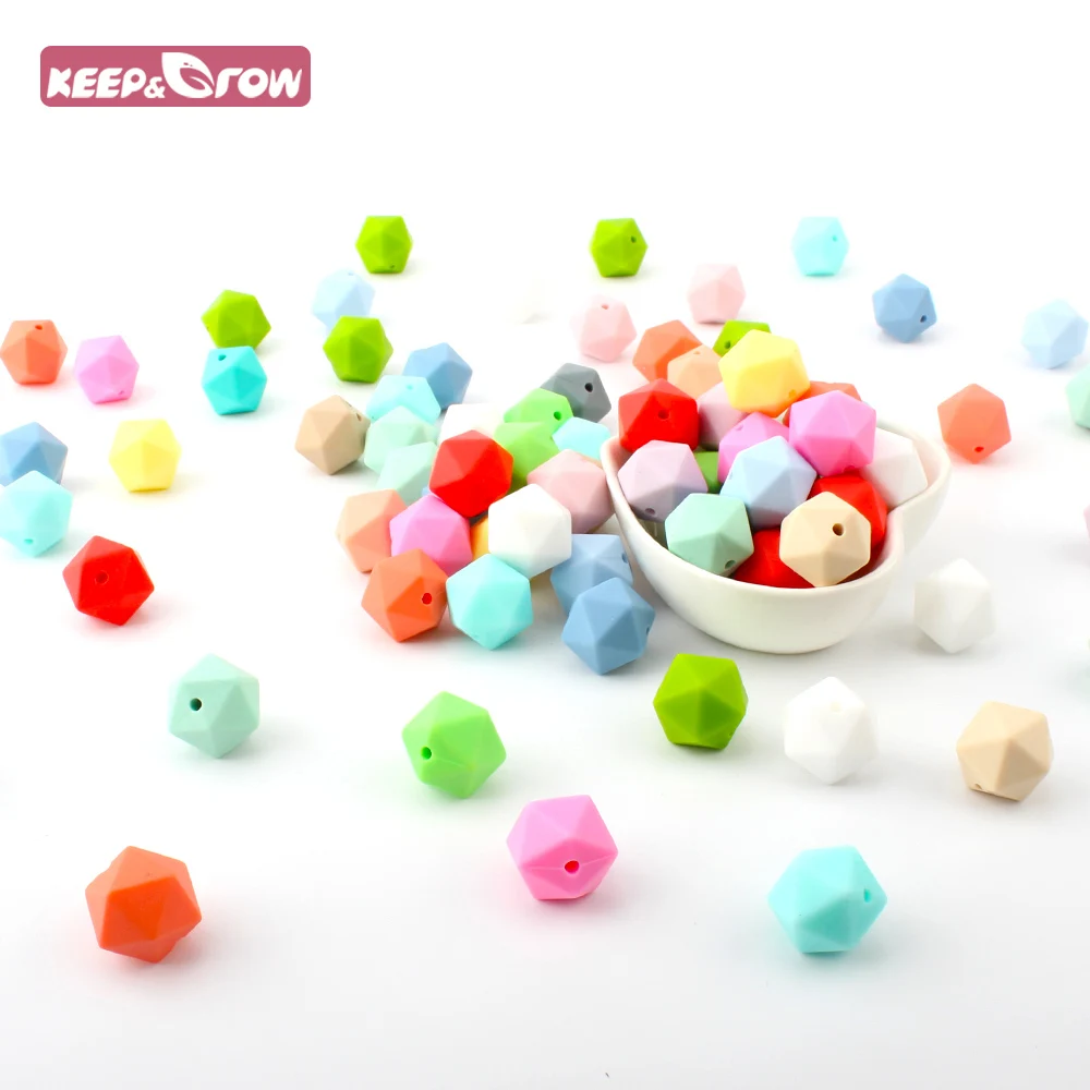 Keep& Grow 10 шт Силиконовые Бусины Icosahedron, Детские Прорезыватели для зубов, Бисероплетение для зубов, ожерелье или браслет