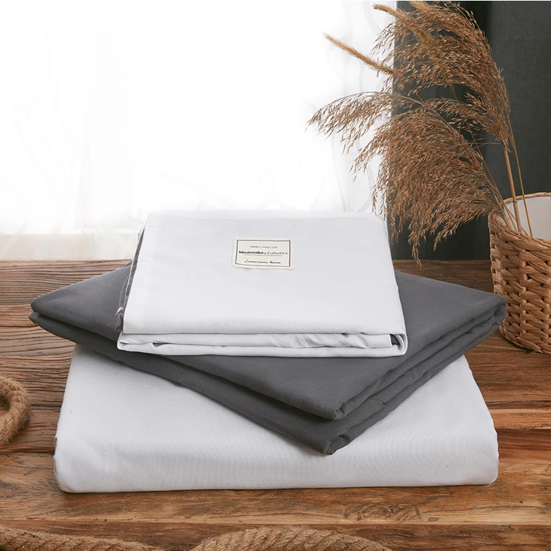 Комплект постельного белья из хлопка двуспальный комплект белого и серого цвета