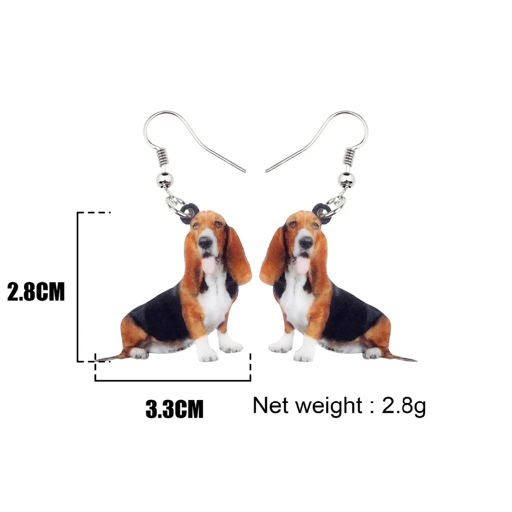 Bonsny Statement Acrylic Cartoon Basset Hound Dog Earrings Dangle Drop Novelty Animal Jewelry For Women Girls Gift Accessories | Украшения