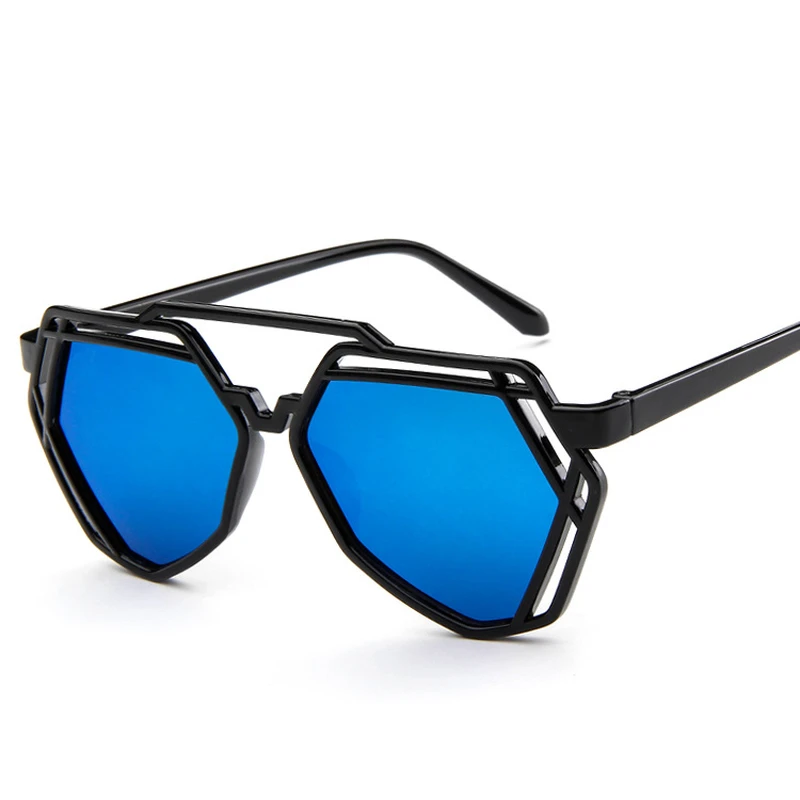 Шестиугольные Модные женские солнцезащитные очки синие большие роскошные