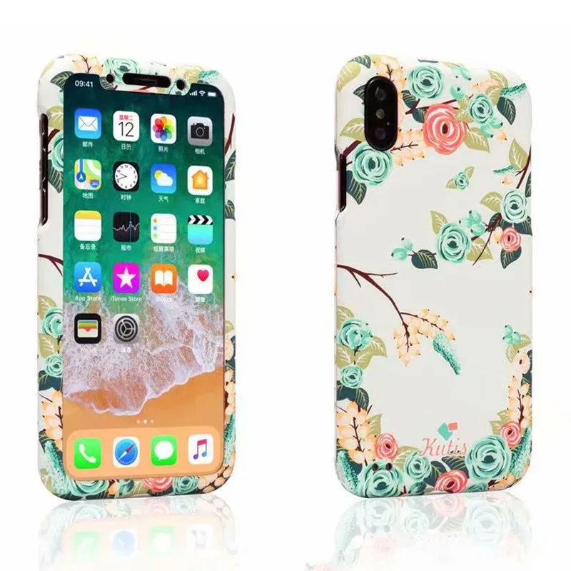 Модный светящийся чехол с полной защитой на 360 градусов для iPhone 7 8 Plus X жесткий