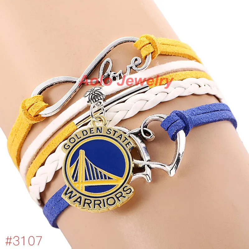 Кожаный браслет Infinity Love Golden State для баскетбола Новое поступление Бесплатная