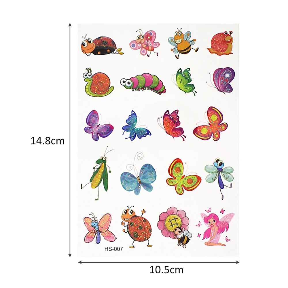 5 шт./лот Вспышка блеск мультфильм ребенок временная татуировка Красочные