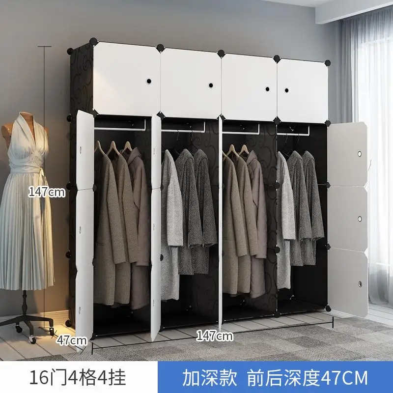 style19 Шкаф простой современный экономичный пластиковый шкаф для спальни двойной складной шкафчик простой стальной каркас подвесной шкаф - Цвет: style19