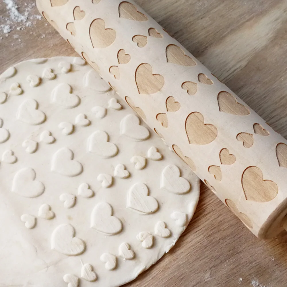 Рождество тиснение Rolling Pin помадка выгравированы резные дерево тиснением Кухня