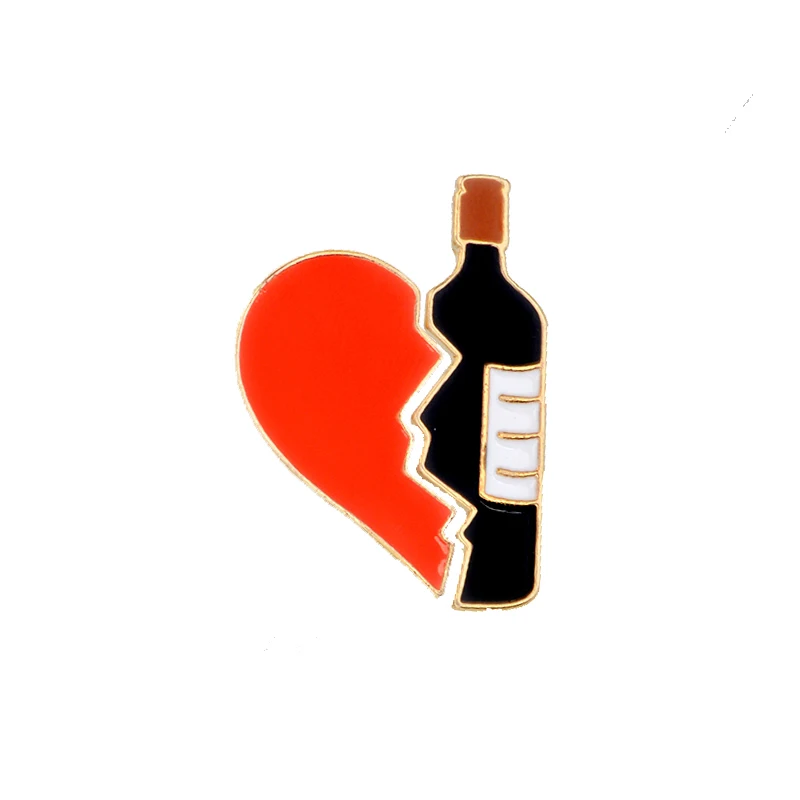 Moon Night Dating Enamel Pins GOOD VIBE Wine Music Badges Custom Brooches Bag Clothes Lapel Black Jewelry Gift for Lovers - Окраска металла: style3