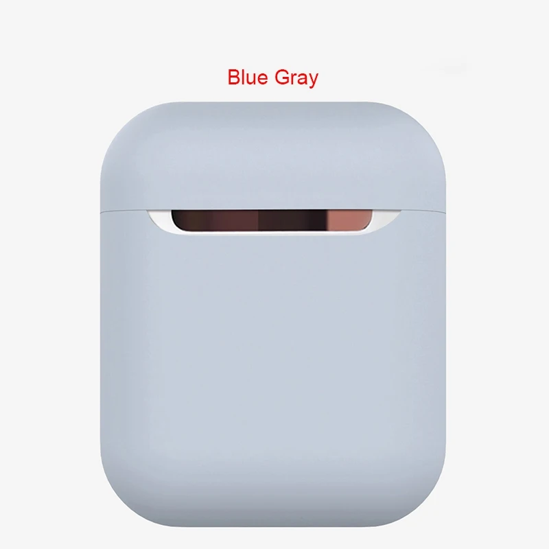Gray Blue Мягкий гибкий жидкий силиконовый чехол для наушников для Airpods 1 2 с пылезащитной заглушкой противоударный защитный чехол для наушников для Airpods - Цвет: Gray Blue