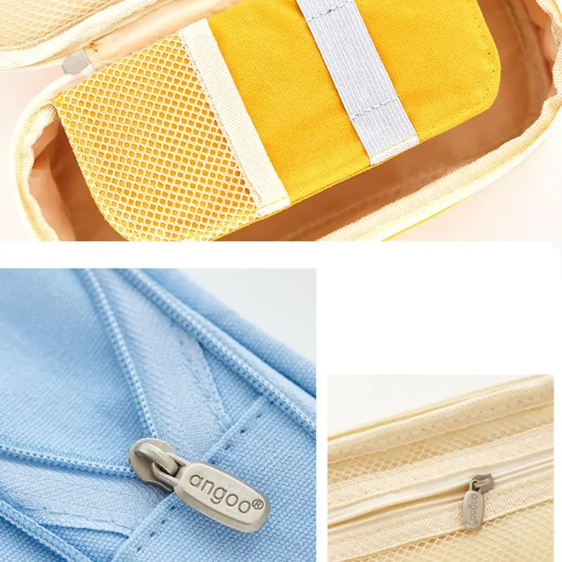 

Korea Pencil Case Macaron Color Canvas Stretch Double Layer Large Capacity Pencil Box Pencilcase Kids School Stationery