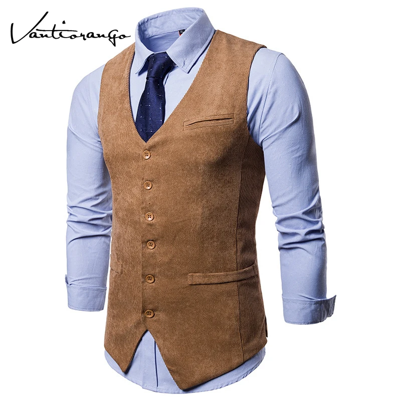 Vantiorango Для мужчин жилет осень зима Новое поступление платье Однобортный Slim Fit