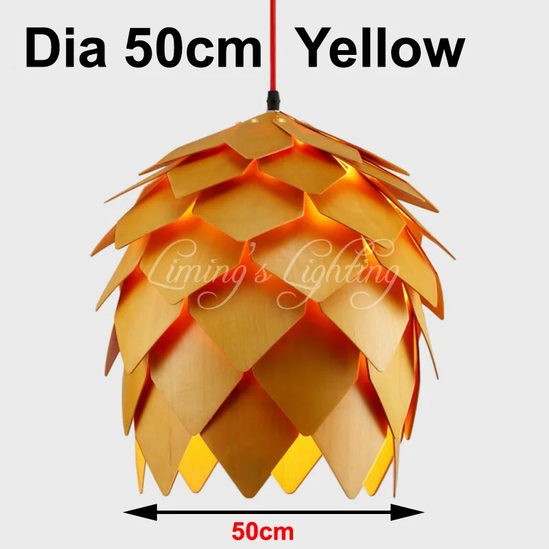 Dia 50cm Orange Современный художественный дубовый деревянный шишка подвесные светильники из дерева Современные светильники для столовой ресторана ретро светильники Светильник - Цвет корпуса: Dia 50cm Orange