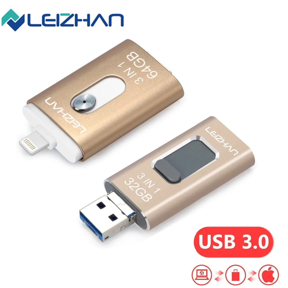 USB флеш накопитель LEIZHAN OTG для iphone 11 XR X 8 7 6 5 с разъемом Lightning карта micro u 3 0 флешка|USB