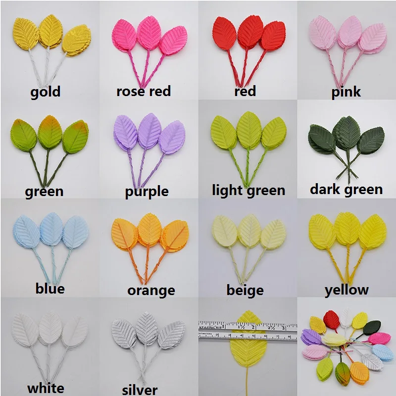 30 шт./лот искусственный в форме листьев Шелковый цветок зеленые листья DIY ручной