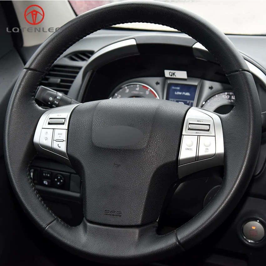 LQTENLEO черный чехол рулевого колеса автомобиля из натуральной кожи для Isuzu D-MAX 2013- mu-X 2013- Holden Colorado(AU) 2012