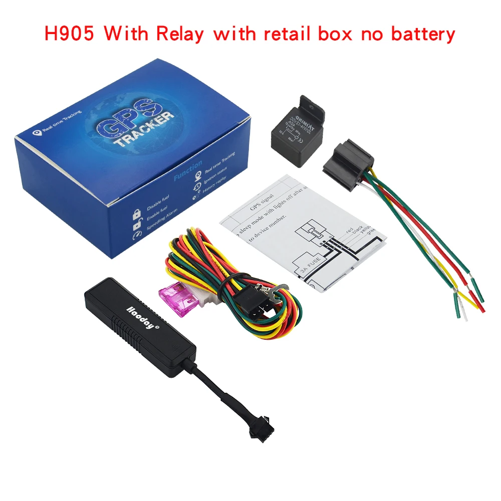 Nobattery withrelay2 Мини gps автомобильный трекер H905 отслеживание в реальном времени gps-локатор 9-90 в отрезание мощности топлива автомобиля GSM gps трекер использование google maps бесплатное приложение - Цвет: Nobattery withrelay2