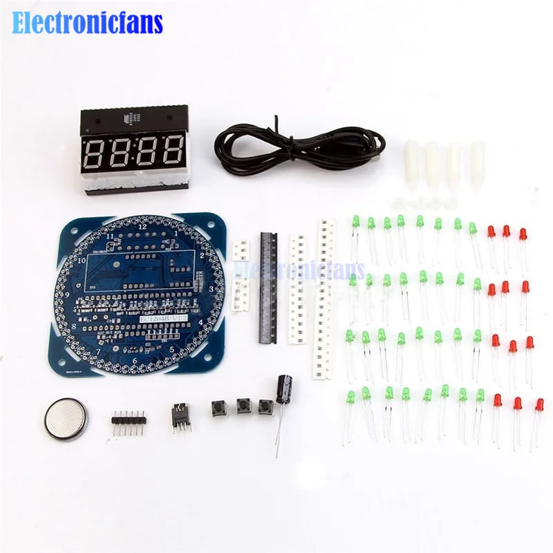 DIY DS1302 цифровой светодиодный дисплей трубки вращающийся Таймер Будильник модуль