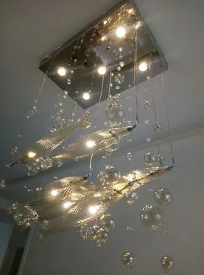 Простой современный бар гостиной освещение Ресторан LED летающая рыба отеля