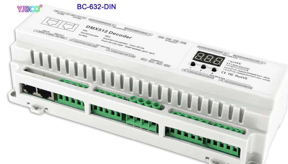 24 32 40 канала DMX512/8bit/16bit Вход DC12V-24V RJ45 подключения светодиодный RGB/RGBW Декодер контроллер для светодиодный полосы света лампы