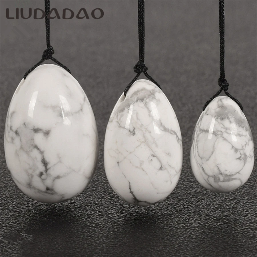 Натуральный Белый Howlite Yoni яйца Просверленный камень 3 шт./компл. шарик Бен Ва для