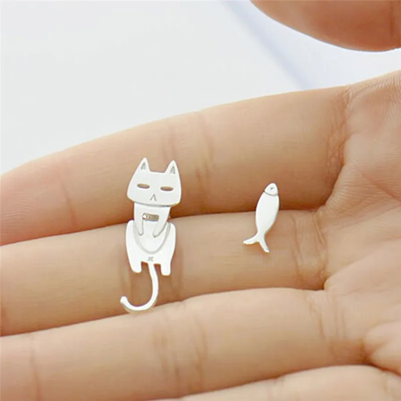 925 silver ROXI 925 серебро кошка рыба серьги гвоздики для женщин подарок гипоаллергенные стерлинговые серебряные серьги ювелирные изделия Букле d'oreille - Окраска металла: 925 silver