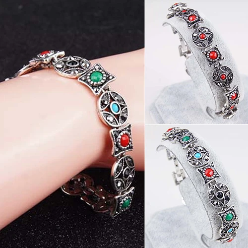 Женский Браслет манжета в стиле бохо ретро круглая монета ромбовидная форма