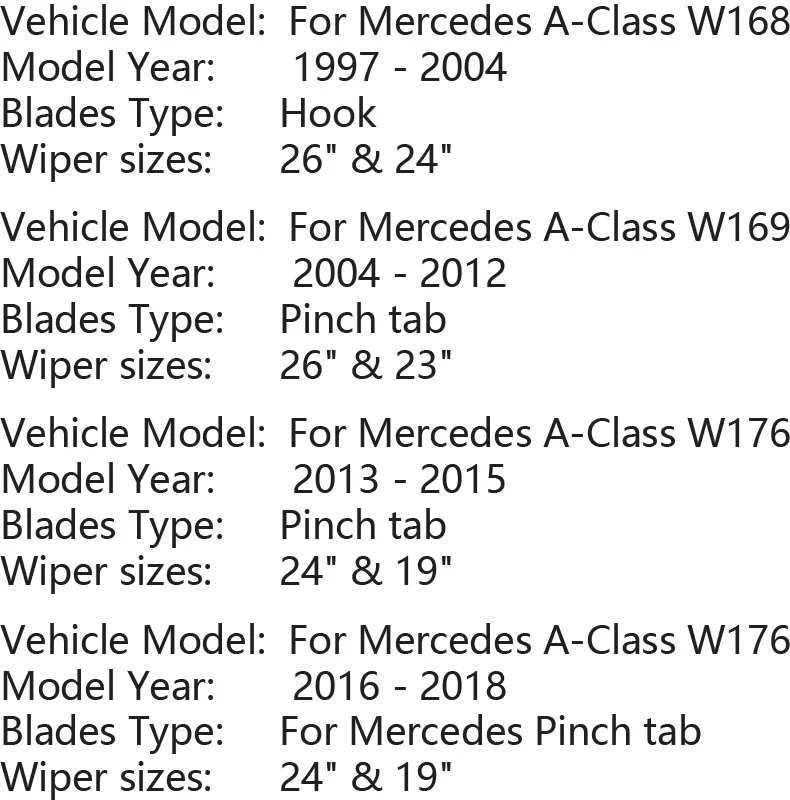 MIDOON стеклоочистителей для Mercedes Benz A класс W168 W169 W176 A140 A150 A160 A170 A180 A190 A200 A210 A220 A250 A45 AMG интерактивного компакт-диска