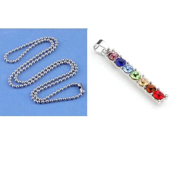Pendant n Necklace Подвески 7 чакра драгоценного камня бусины исцеление точка биолокация рейки подвеска подвески ожерелье сделай сам " чакры теория " власть педанты - Окраска металла: Pendant n Necklace