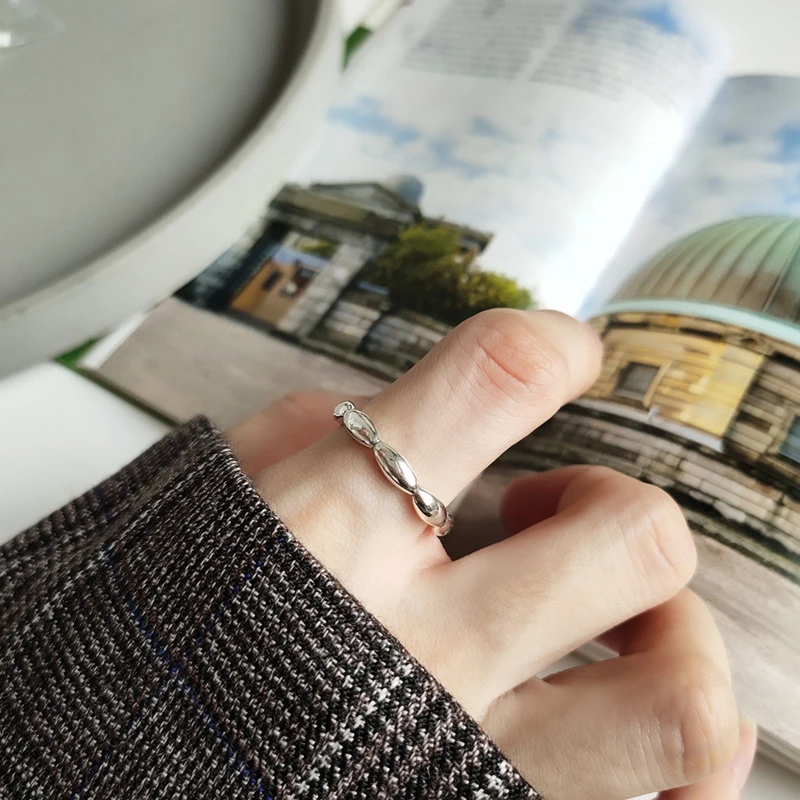 LouLeur 925 sterling silver Olive rings minimalist texture 2019 new Korea open for women fashionable jewelry gift | Украшения и