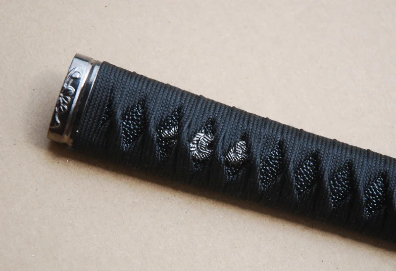 Новая прямая ручка Katana Tsuka из черного шелка и синтетического цвета Rayskin сплава