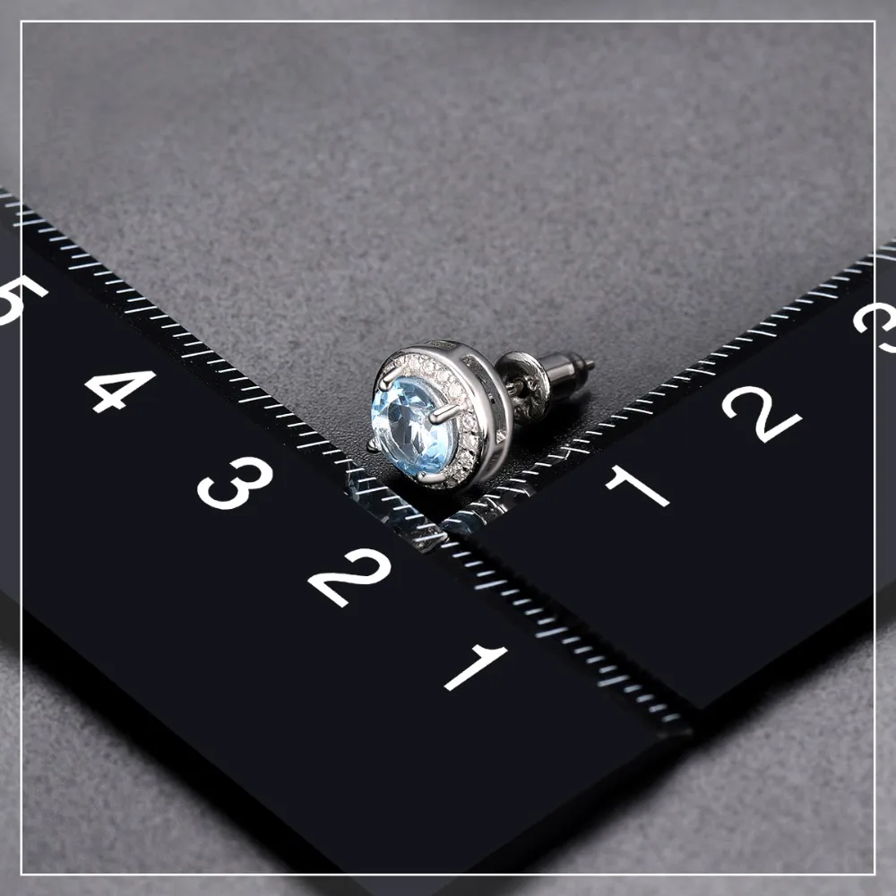 Hutang круглые серьги сделаны с 1.88ct натуральный драгоценный камень Небесно голубой топаз Твердые 925 пробы серебряные ювелирные изделия для женщин подарок