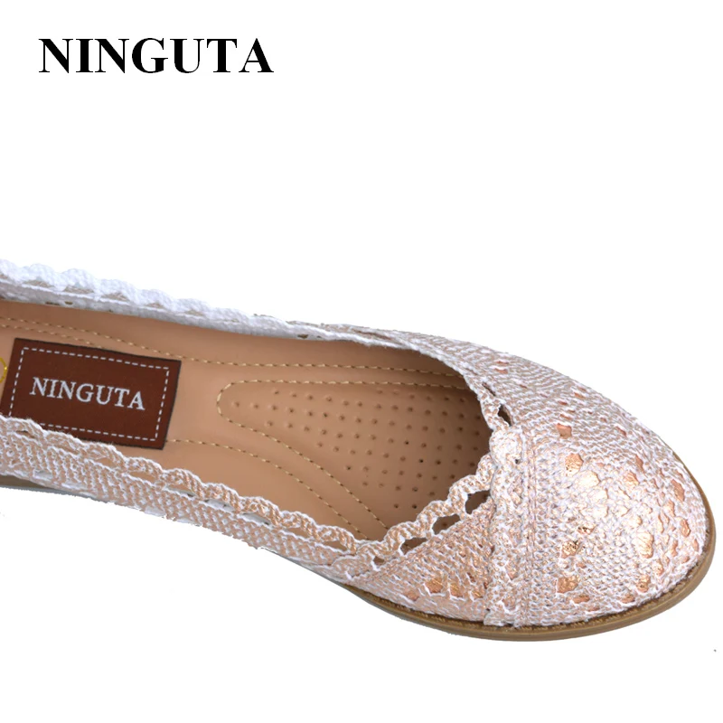 NINGUTA кружевные плоские туфли женские летние водонепроницаемые туфли|lace flat shoes|flat