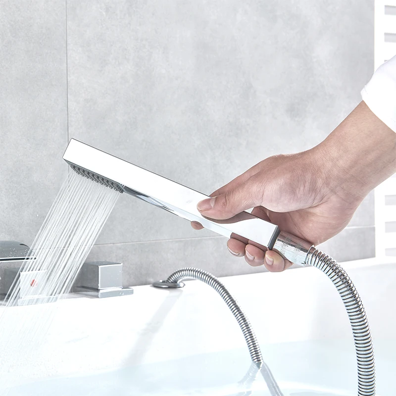 Full Mirrored Cylinder Side Bathtub Faucet Embedded Split Five Piece Shower Set | Обустройство дома