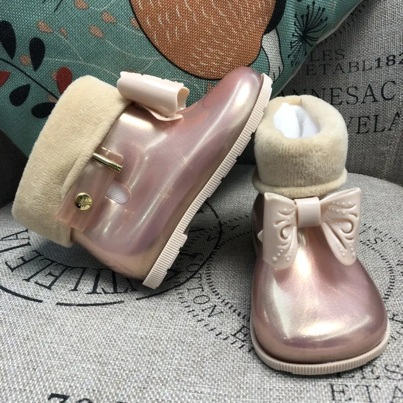 Оригинальные непромокаемые резиновые сапоги для девочек Mini Melissa с бантом