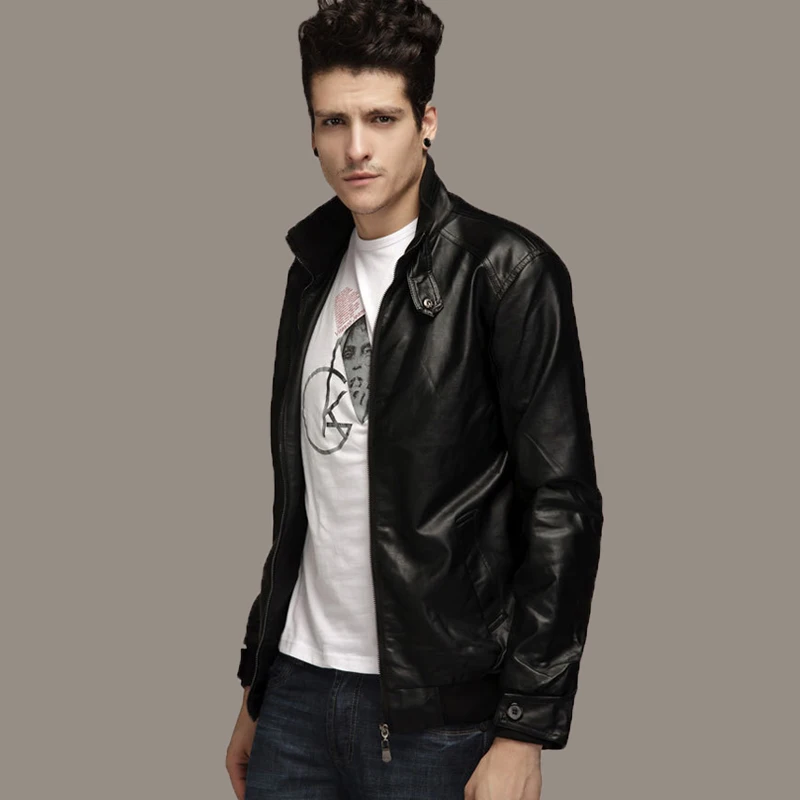 LetsKeep Осенняя искусственная мужская верхняя одежда с воротником-стойкой