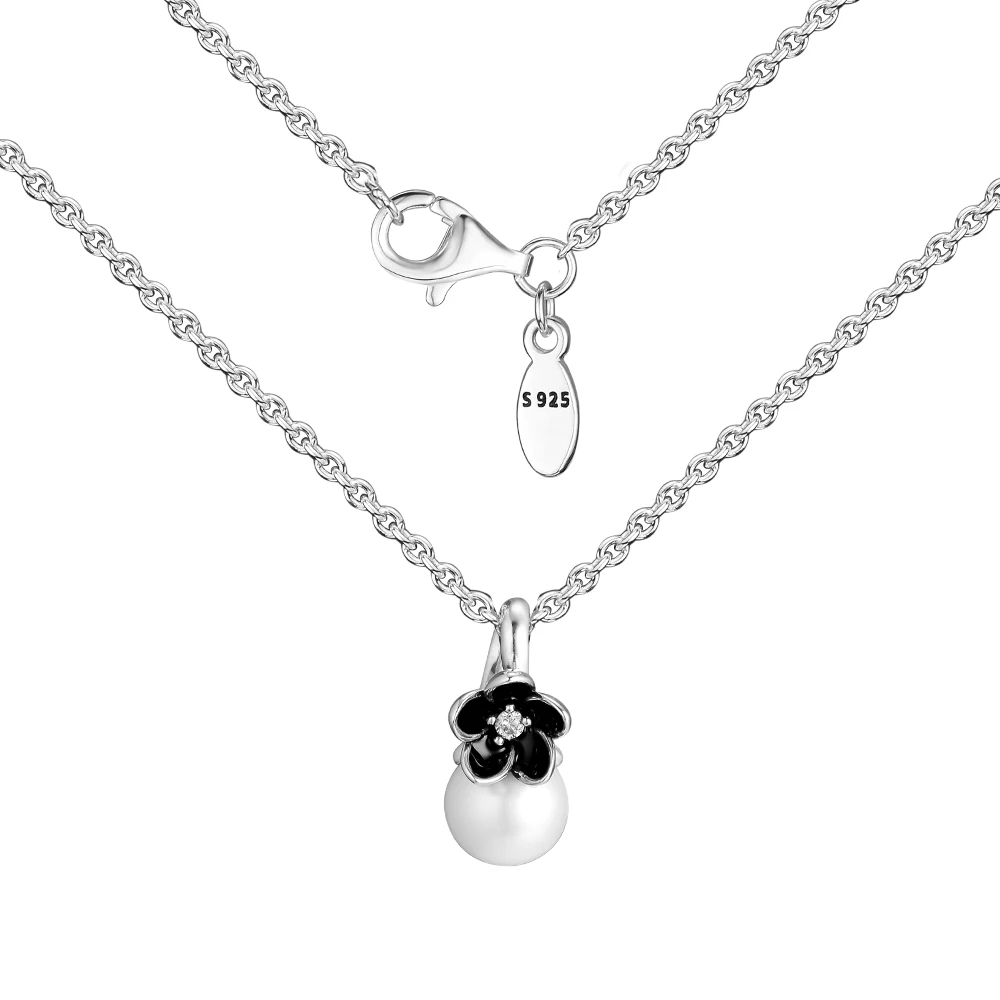 Женское ожерелье из серебра 100% пробы с натуральным жемчугом|necklace floral|necklace