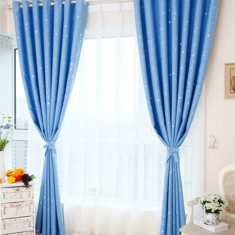 L Перфорированные занавески со звездами, 95*250 см/95*130 см, затемненные занавески для дома и офиса - Цвет: L
