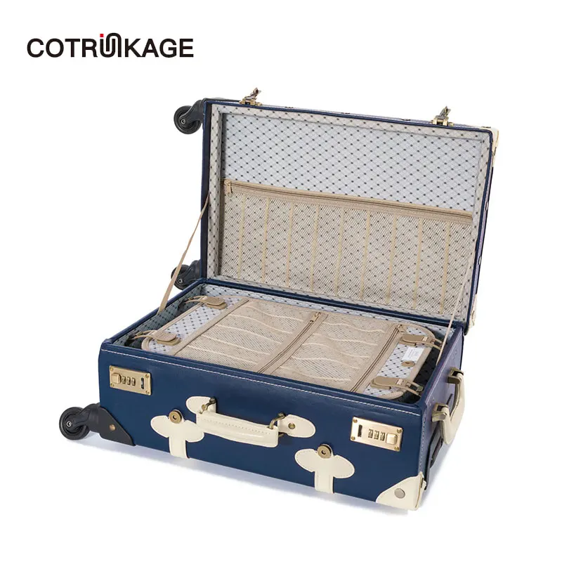 COTRUNKAGE 20 &quot 26&quot Ретро PU кожаный винтажный чемодан Дамский мужской на колёсиках