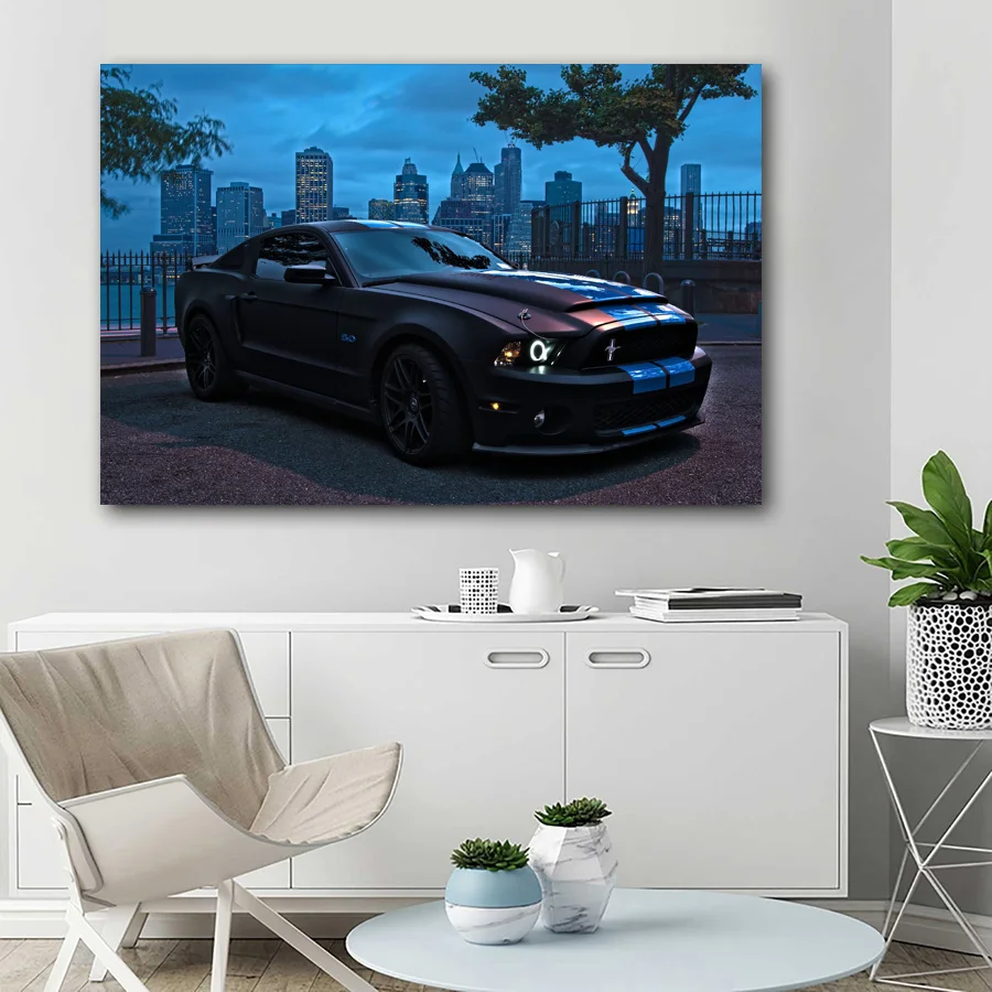 Fords Mustang Shelby GT500 городской пейзаж супер автомобиль Холст плакат и принты настенные
