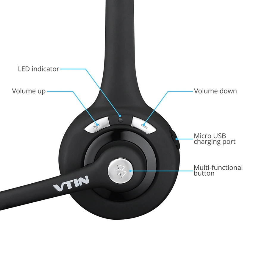 VTIN профессиональные Bluetooth наушники для автомобильного водителя черные Hands Free