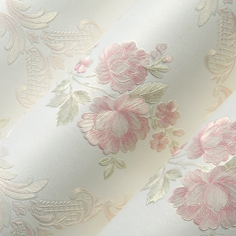 

Romantic Flowers Wallpaper 3D Embossed Pastoral Non-Woven Wall Paper Living Room Bedroom Backdrop Wall Covering Papel De Parede