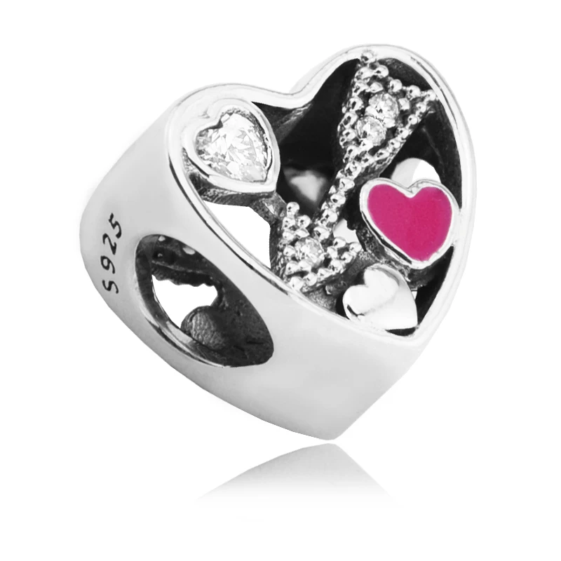Подходит для браслетов Pandora которые поражают любовь серебряные бусины 100% 925 пробы