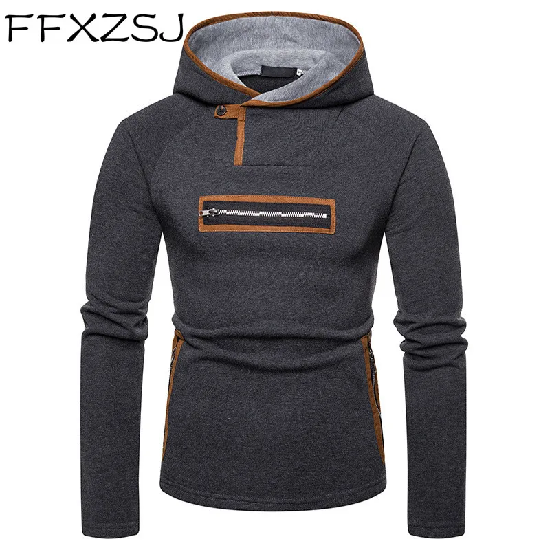 

FFXZSJ Hoodies Men Fashion Men Patchwork Zipper Sweatshirt Male Hoody Tracksuit Hip Hop Autumn Winter Hoodie Mens Streetwear