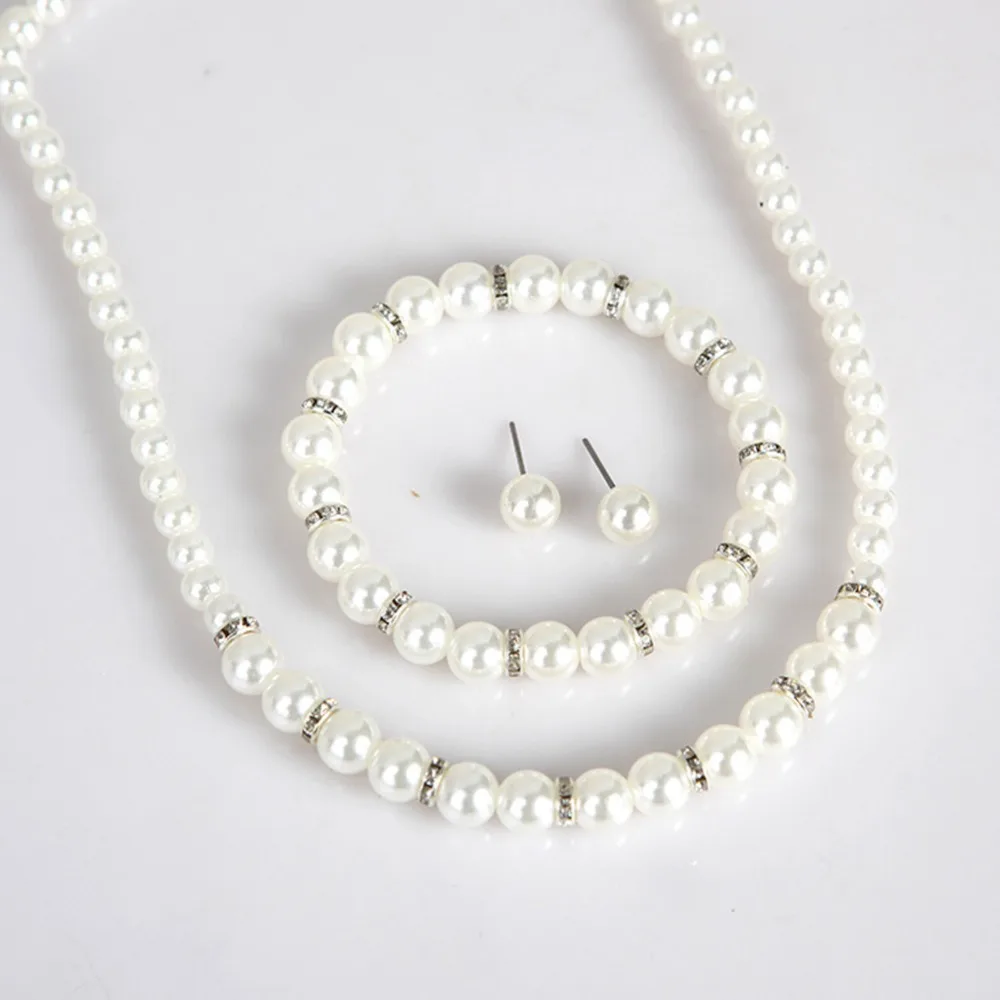 Имитация жемчуга хрусталя Свадебные украшения набор колье Fine jewelry вечерние