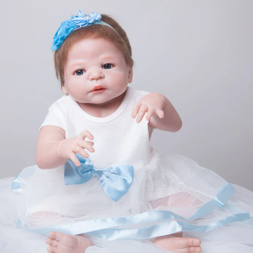 

55cm Full Silicone Reborn Baby Doll Toy Realistic 22inch Newborn Princess Toddler Babies Alive Doll With Pacifier Girl Bonecas