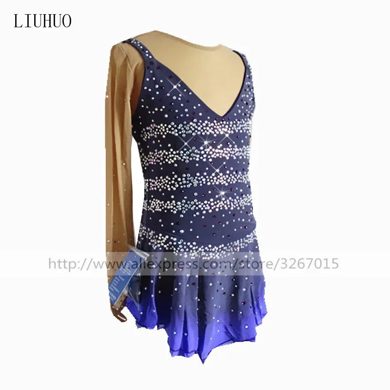 LIUHUO Figure Skating Dress Women's Girls' Ice Performance Gymnastics Competition Grey Teen Leotard Costume Dance Roller |