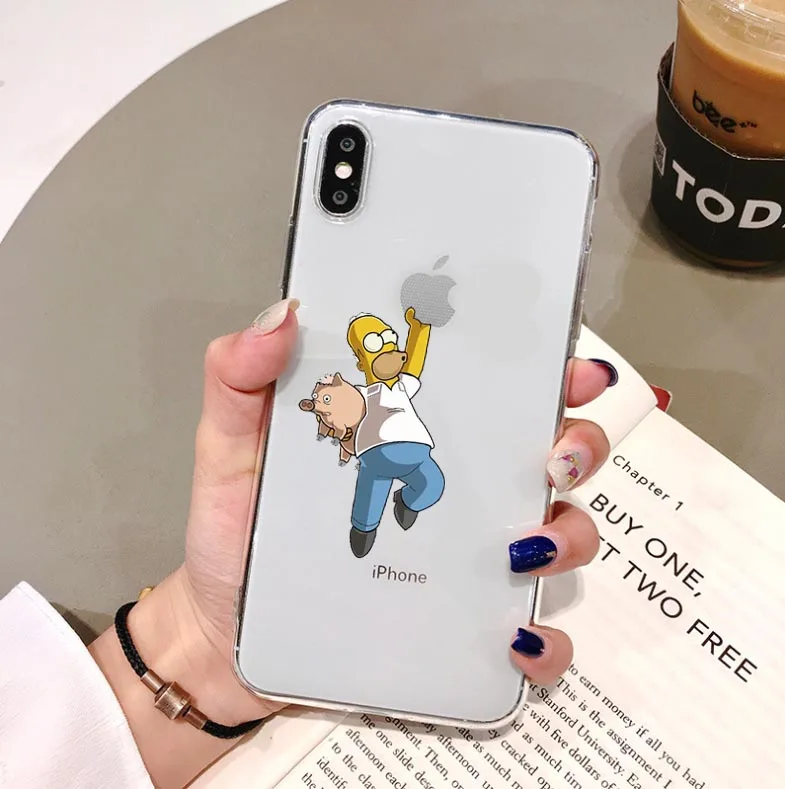 TPU Забавный мультяшный чехол для телефона для iPhone X XS Max XR милый кот Том Обложка для iPhone 8, 7, 6, 6S Plus, мягкий силиконовый прозрачный чехол - Цвет: TPU