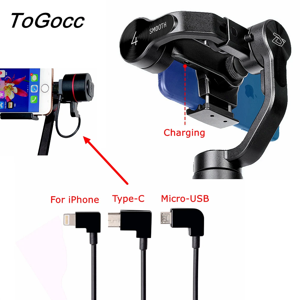Карданный зарядный кабель Lightning Type-C Micro-USB для Zhiyun Smooth 4 3 Q Feiyutech Vimble 2 Android Samsung iPhone DJI