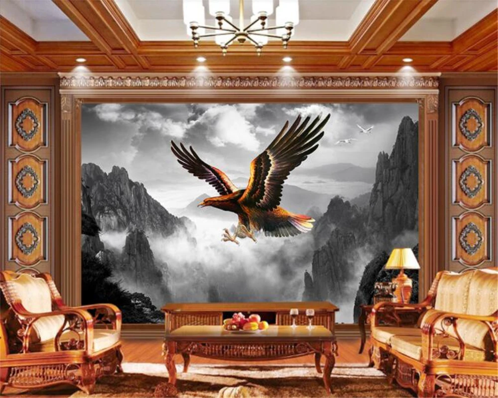 Обои beibehang papel de parede hudas beauty High mountain cloud eagle wings большая выставочная фоновая стена