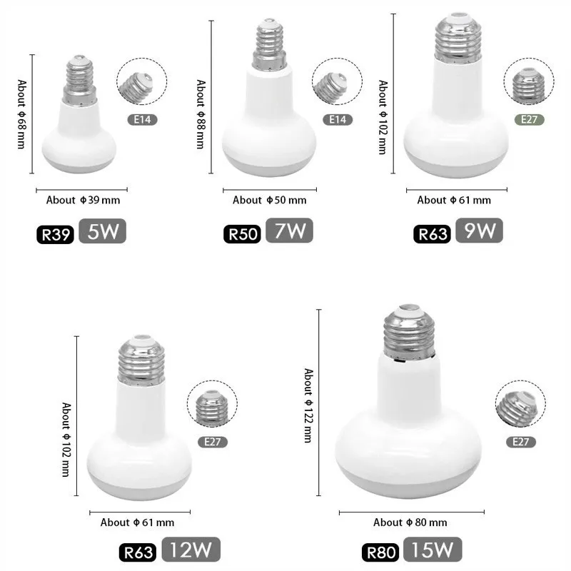 R39 R50 R63 R80 Светодиодная лампа-зонтик AC 85-265V E27 E14 Светодиодная лампа Bombillas лампа cfl светодиодные лампы-ампулы светильник Лампада экономия энергии